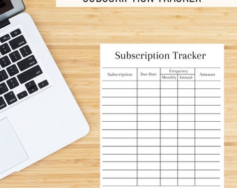 Monthly Subscription Tracker Checklist (PDF Printable)