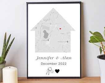 First Home Map Print: Personalized Engagement Gift (Digital Download)