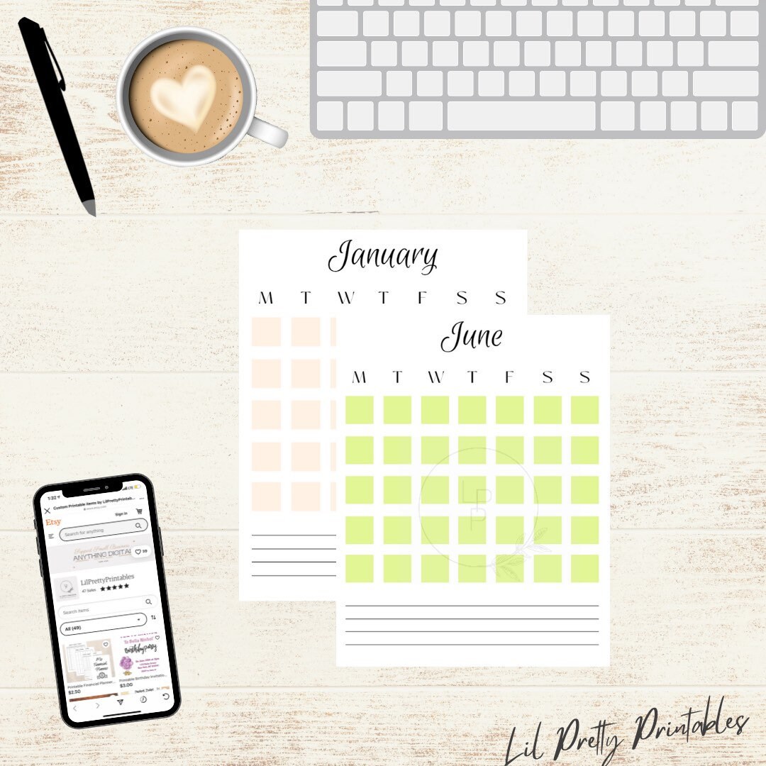 Printable Calendar, Monthly Blank Calendar, Printable Simple Calendar ...
