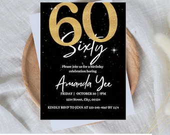 60th Birthday Invitation Template: Milestone Party Invite (Digital Download)