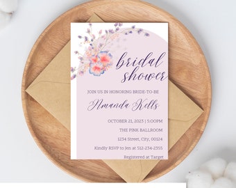 Invitación de despedida de soltera con flores silvestres: Plantilla floral de 5x7 (Descarga digital)