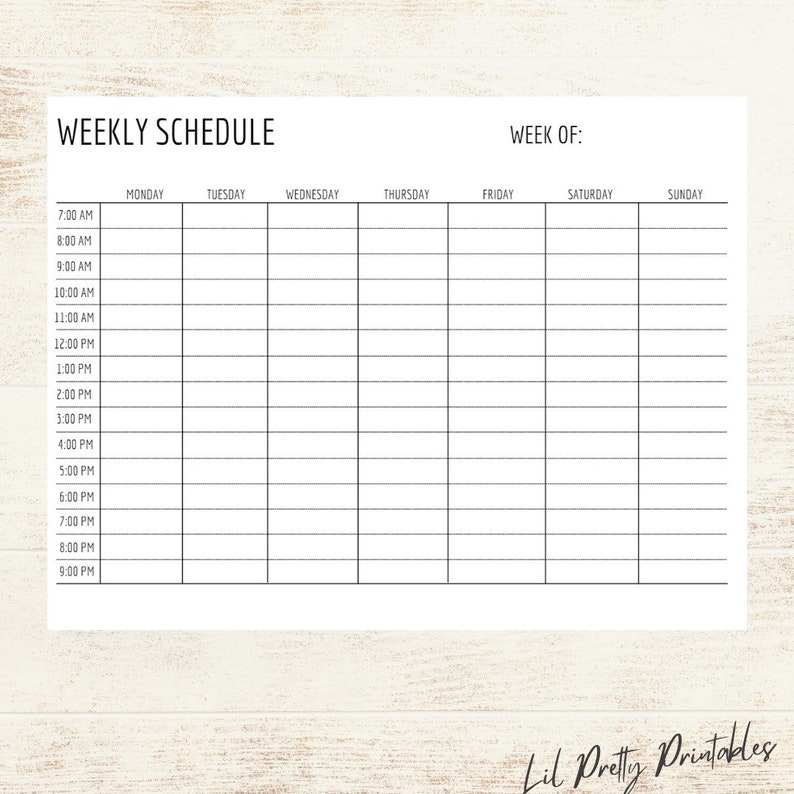 Weekly Schedule Weekly Planner Printable Week at a Glance - Etsy