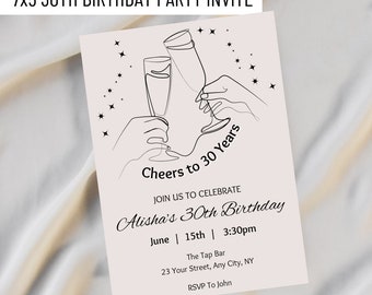 Plantilla de invitación para celebrar los 30 años: Invitación sencilla para 30 cumpleaños (descarga digital)