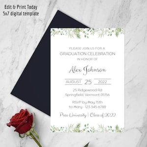 Editable Boho Graduation Invitation Template | Class of 2025 Party Invite | Digital Download | 5x7 Printable Grad Invite