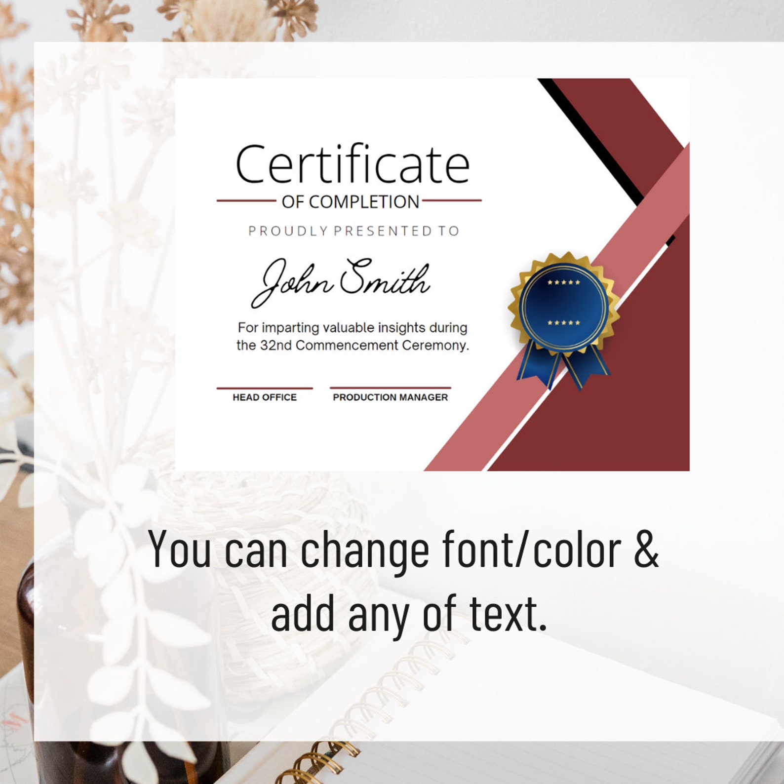 Printable Certificate, Editable Certificate, Certificate Template ...