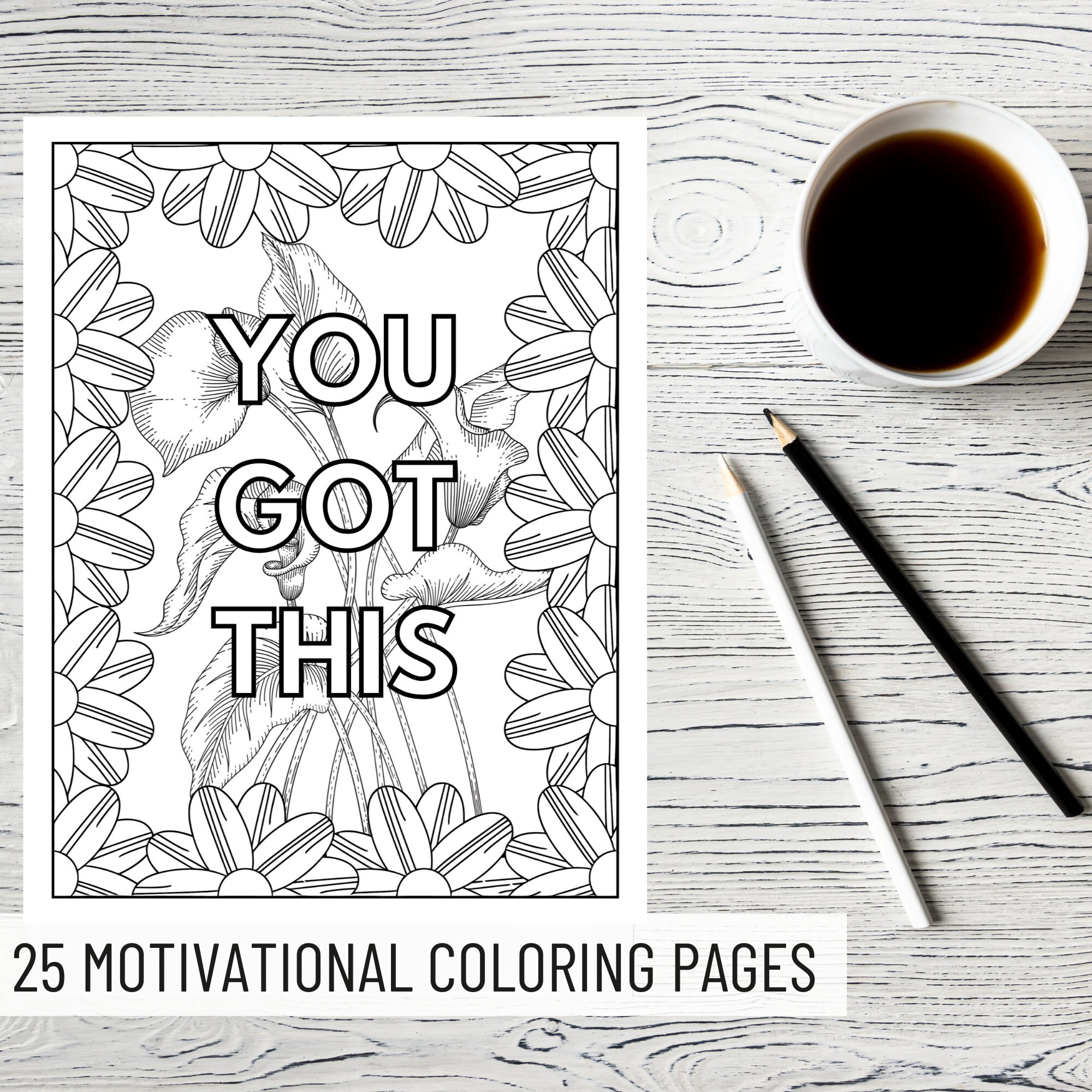 Motivational Coloring Pages 25 Pages, Instant Download &amp; Print Pdfs - Etsy