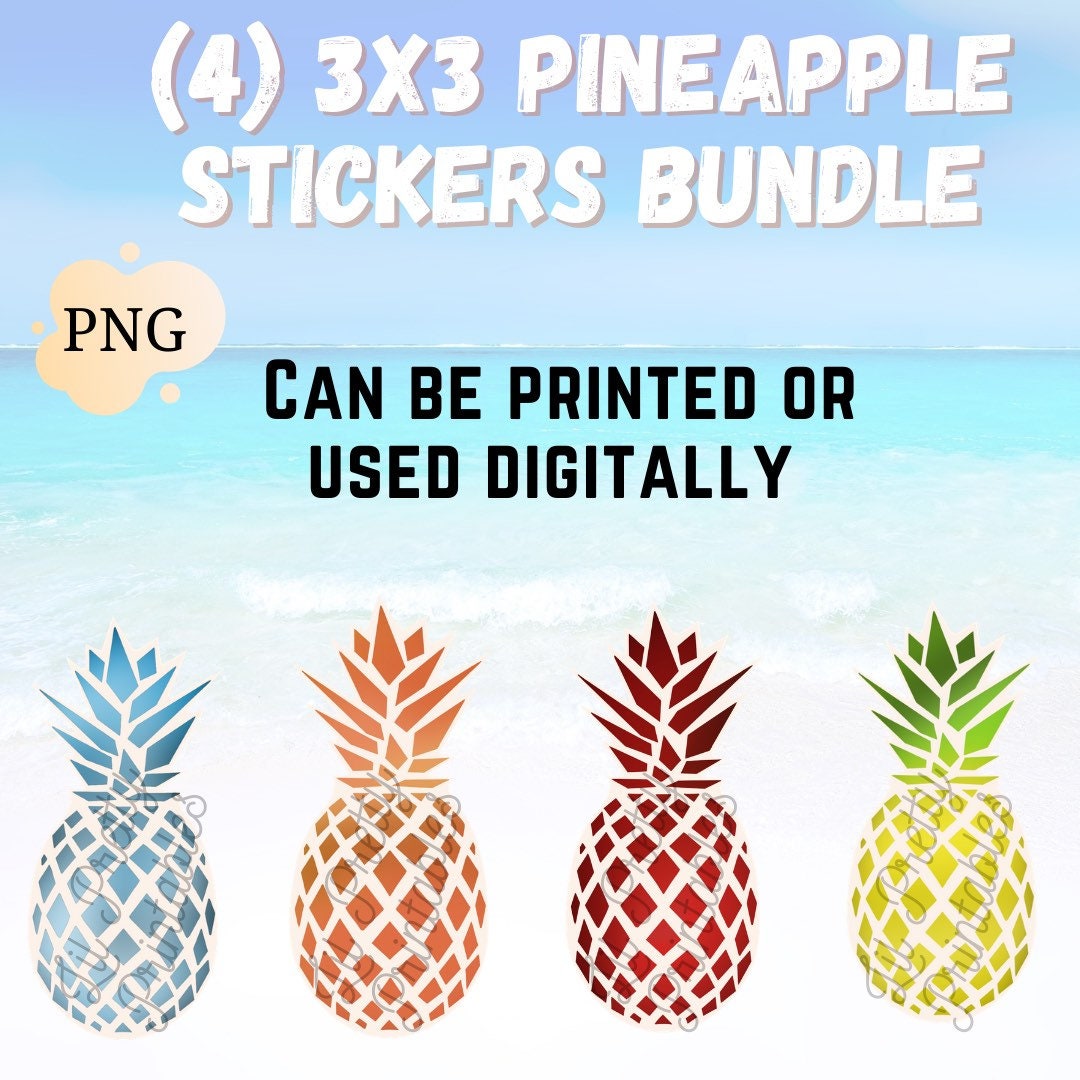 Printable pineapple sticker bundle digital pineapple sticker Etsy