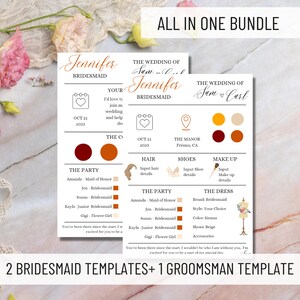 Modern Bridesmaid Info Card Template: Minimalist Infographic (Digital Download)