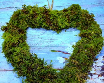 Mossed Wreath Base: Heart or Round, DIY Floral Wreath Supplies