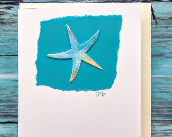 Starfish Blank Greeting Cards, Varying Colours, Handmade in Cornwall