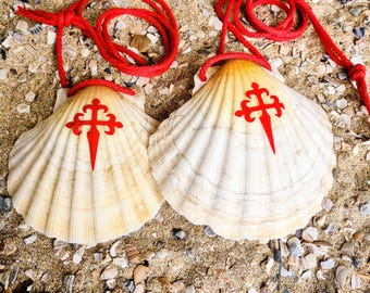 Camino de Santiago Scallop Shell: St James Cross. Pilgrim Walk