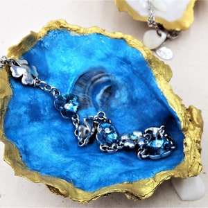Porte-bagues coquille d&#39;huître peinte à la main : porte-bijoux côtier