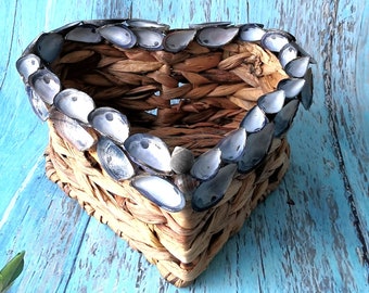 Mussel Shell Storage Basket for Bathrooms or Beach Themed Rooms