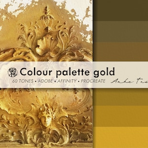 color palette, gold, digital, colorpalette, gold tones, Adobe, Affinity Apps, Procreate palett