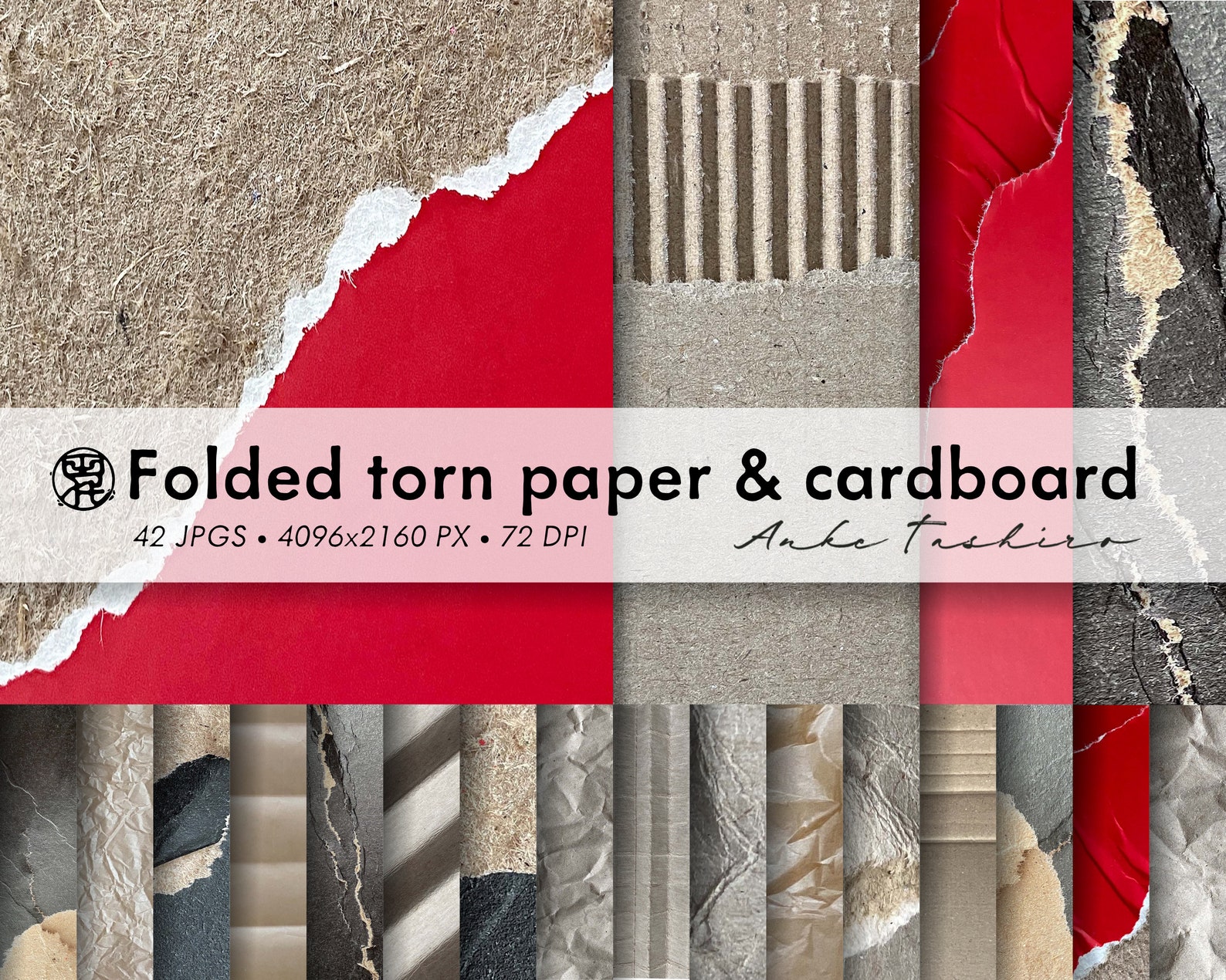 Folded Over Ripped Paper Folded Torn Paper Textures: 4K Digital Backgrounds (digital Download ...