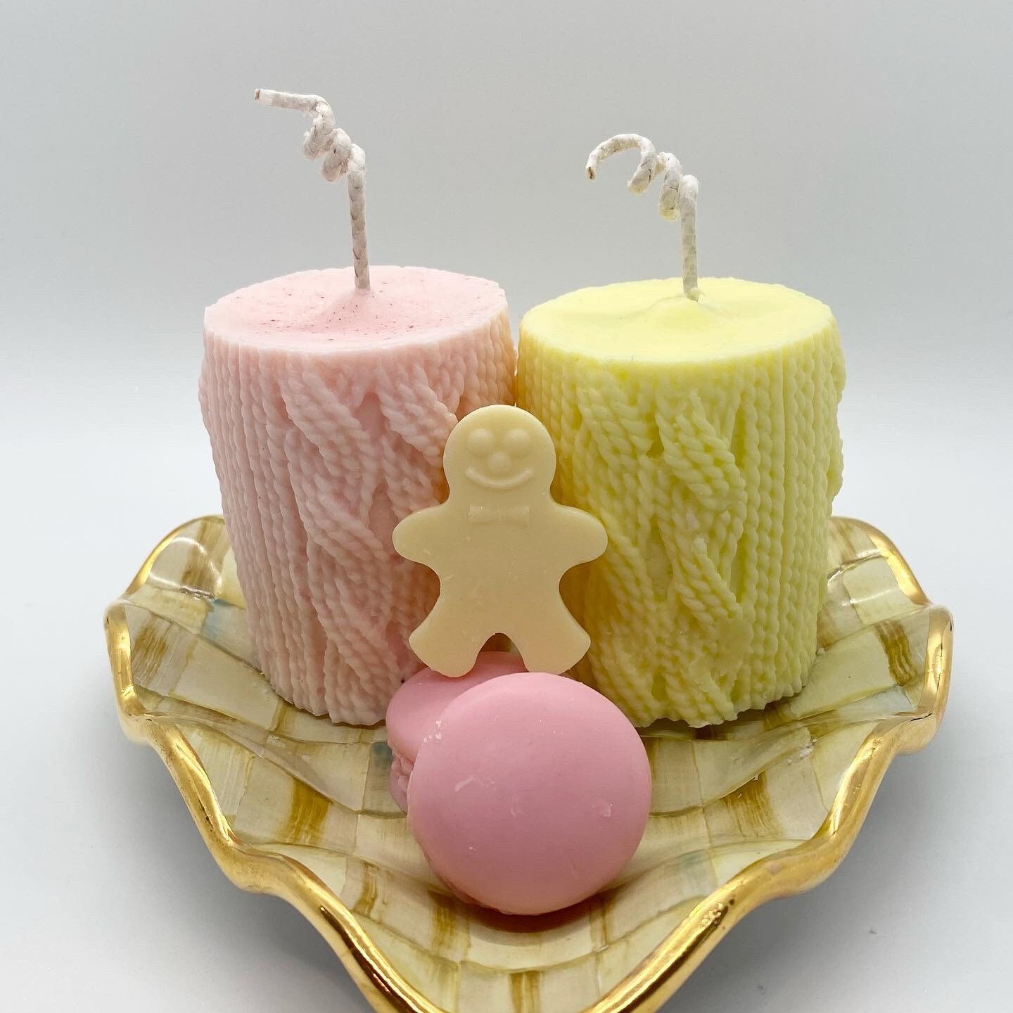 Knitted Candle One Shaped Candlescented Candlepillar Etsy