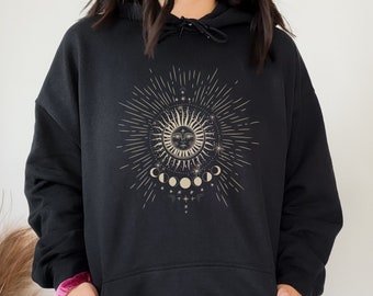 Stardust Soul Sun And Moon Hoodie, Sun Sweatshirt Boho Celestial Sun and Moon Tee, Vintage Style, Bohemian Sun And Moon Hoodie Oversized