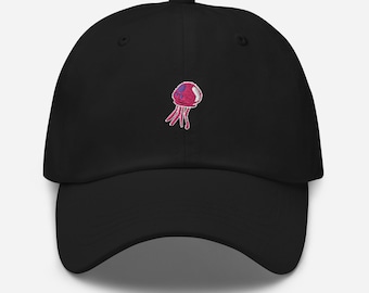 Jellyfish Dad Hat, Pink Jellyfish, Baseball Cap Embroidered Cotton Adjustable Dad Hat