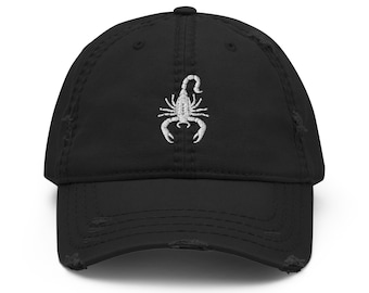 Scorpion Vintage Baseball Cap Embroidered Unstructured Adjustable Distressed Dad Hat