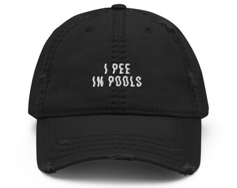 I Pee In Pools Vintage Baseball Cap Embroidered Adjustable Distressed Dad Hat