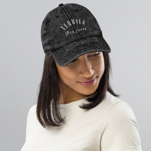 Tequila Por Favor Vintage Baseball Cap Embroidered Washed Denim Dad Hat image 3