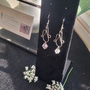 Hexagonal shape clear/white/silver earrings