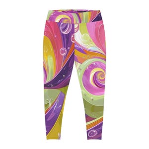 Plus Size Swirl Print Leggings: Vibrant Yoga & Casual Wear