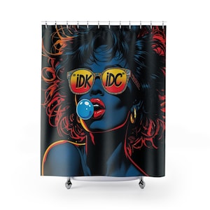 Vibrant Retro Shower Curtain: Funky Bathroom Decor