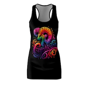 Capricorn Racerback Dress: Zodiac Astrology Apparel, Women&#39;s Polyester Casual Dress