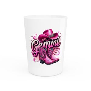 Gemini Cowboy Shot Glass: Fun Astrology Gift, Western Bar Decor