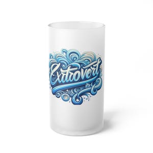 Frosted Glass Beer Mug with Vibrant Design, Artistic Drinkware for Parties, Gifts for Beer Lovers, Custom Barware, Perfect for Celebrations