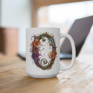Whimsical Floral Coffee Mug: 15oz Ceramic Art Mug
