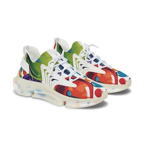 Vibrant Women&#39;s Mesh Sneakers, Colorful Athletic Shoes, Sporty Casual Sneakers, Festival Footwear, Unique Walking Shoes