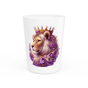 Leo Zodiac Shot Glass: White Ceramic Astrology Gift