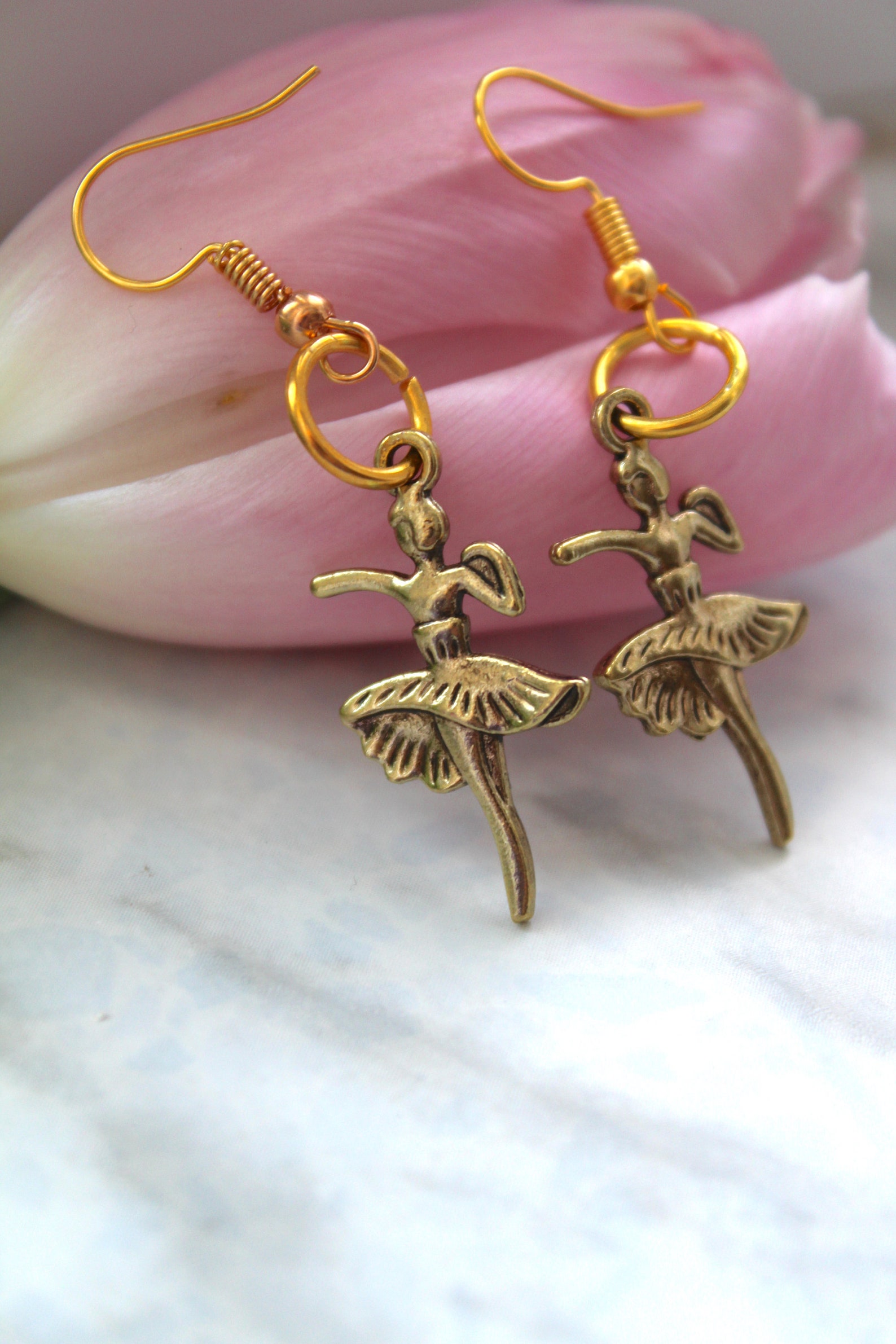 Handmade Gold Ballerina Dancer Earrings Ballerina Drop Etsy