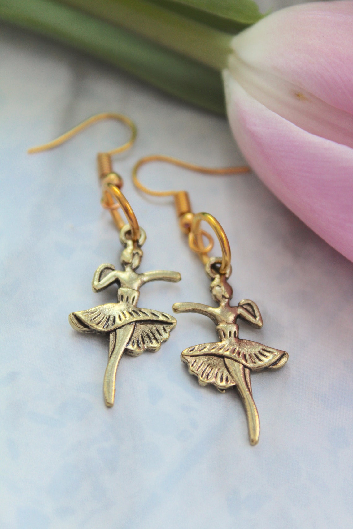 Handmade Gold Ballerina Dancer Earrings Ballerina Drop Etsy