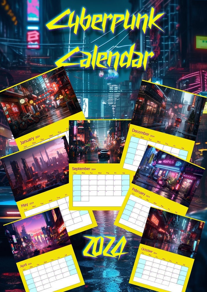 Cyberpunk 2024 A4 Calendar Etsy