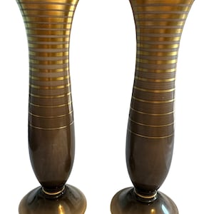 Pair of 10 inch Tall Vintage Furstenberg Porcelain Vases Pattern 61350 Rare  German Craftsmanship