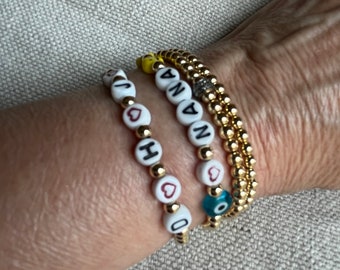 14kt Gold Filled Beaded Bracelet|Custom Beaded Bracelet|Personalized Bracelet|Gold Beaded Bracelet|Stacking Beaded Bracelet|Name Bracelet