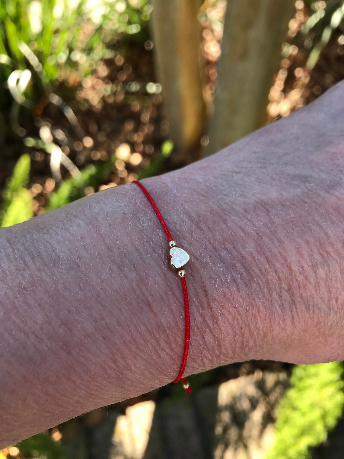 Red String Heart Bracelet, Red Bracelet, Gold Heart Bracelet, Red String Bracelet, Heart Charm