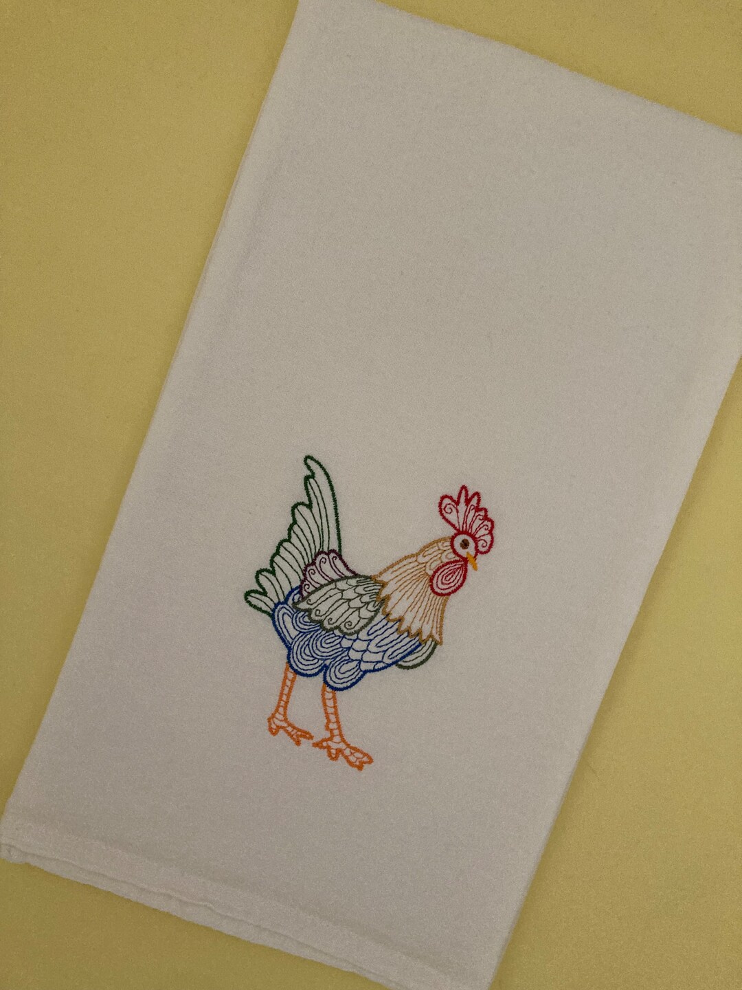 Robust Rooster Embroidered Cotton Flour Sack Towel Home - Etsy