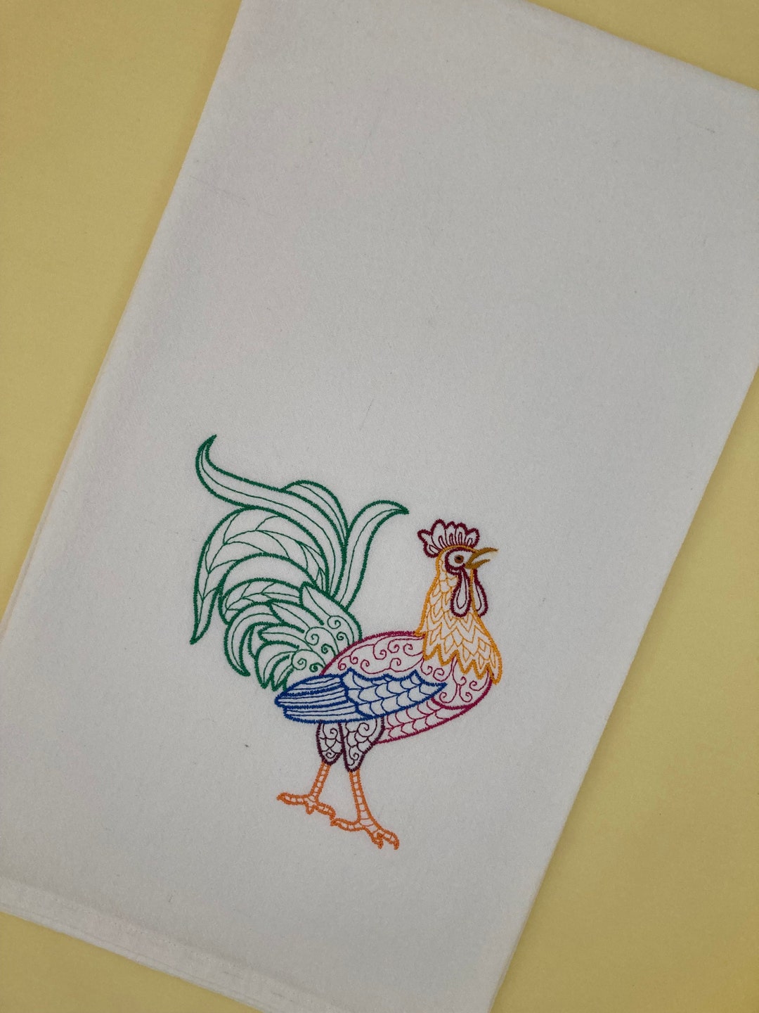 Robust Rooster Embroidered Cotton Flour Sack Towel Home - Etsy