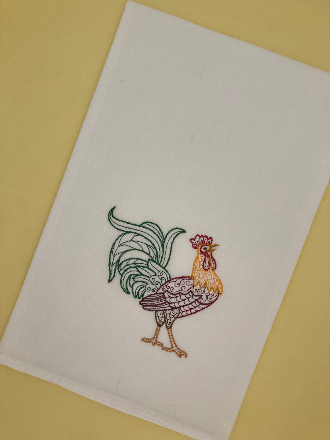 Robust Rooster Embroidered Cotton Flour Sack Towel, Home Living Kitchen Rooster Decor, Country ...