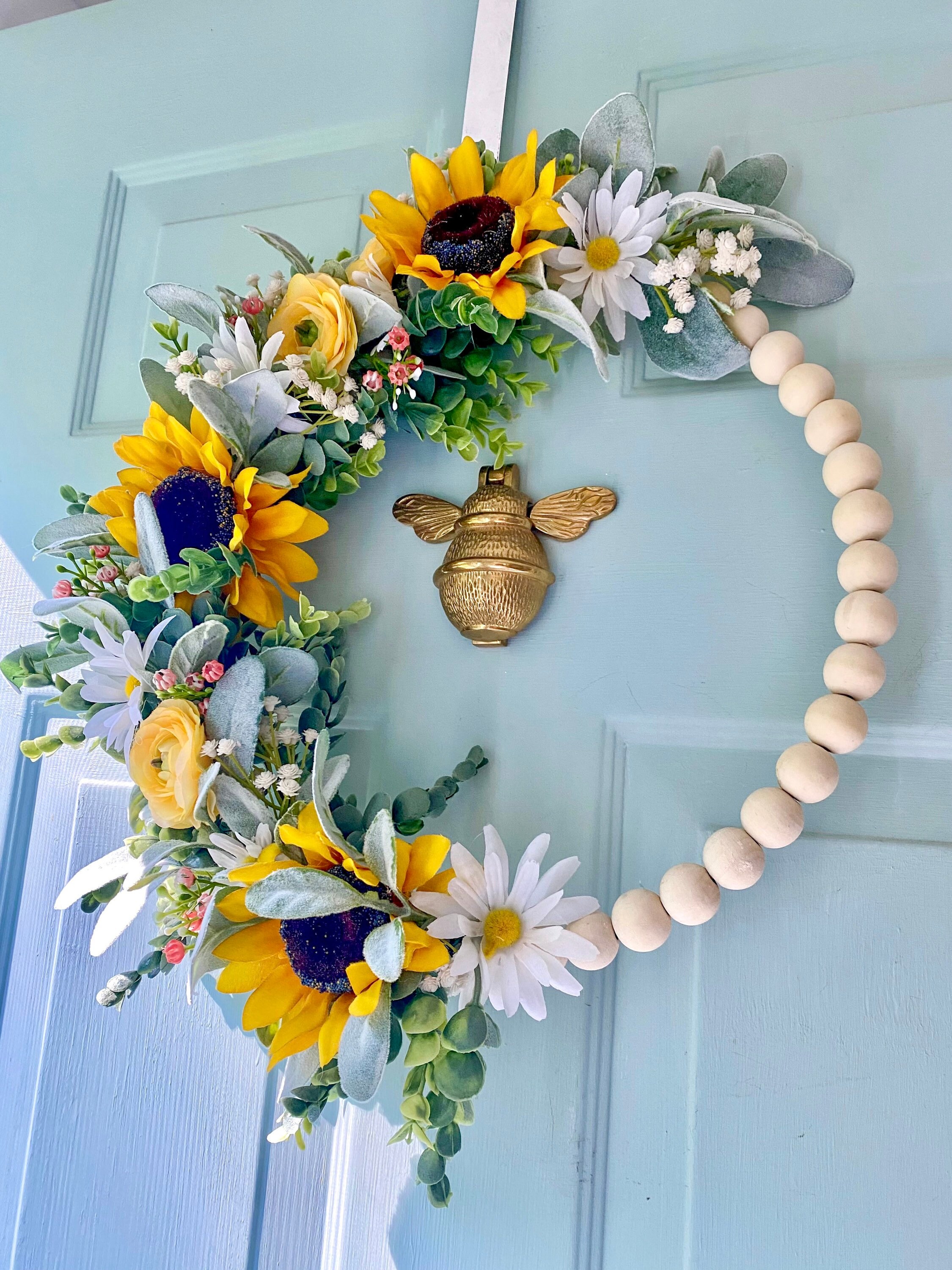 Sunflower Boho Bead Wreath 14 Etsy