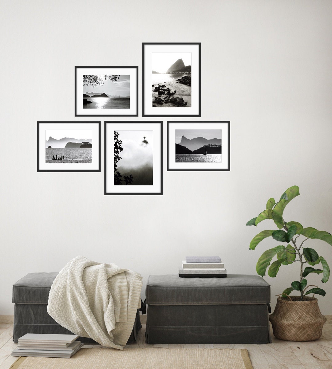 Gallery Set With 5 Prints Rio De Janeiro in Black and White - Etsy