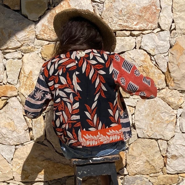KANTHA VINTAGE JACKET, colcha kantha