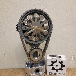 Chevy small block V8 timing set clock, Stainless Steel face Motorized Gear Clock