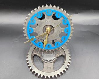 Oldsmobile Timing Gear Clock, 442 Cutlass Automotive Desk Clock, Upcycled Car Part Decor, Mechanic Gift, Man Cave Garage Clock – 6x5 Inch