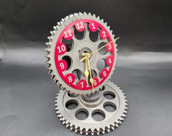 Mopar Timing Gear Clock, Challenger Charger Automotive Desk Clock, Upcycled Car Part Decor, Muscle Car Gift, Man Cave Garage Clock- 7x6 Inch