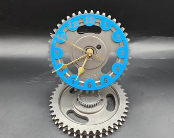 Ford Timing Gear Clock, Mustang Automotive Desk Clock, Upcycled Car Part Decor, Mechanic Gift,  Man Cave Garage Clock – 6x5.5 Inch